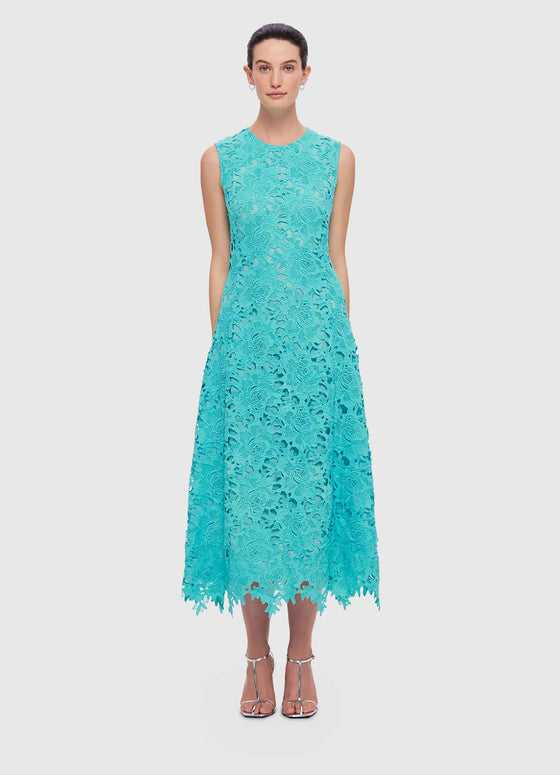 Cleo Lace Sleeveless Midi Dress Turquoise