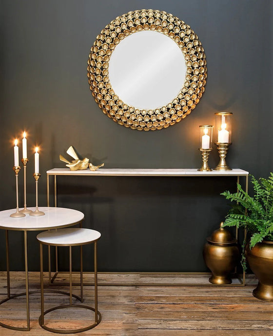 Cloe Console Brass White Marble