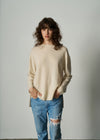 284 Cashmere Oversized Long Line Crew - Pearl