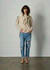 284 Cashmere Oversized Long Line Crew - Pearl