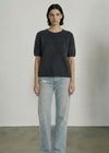 658 Brushed Shortsleeve Knit - Dark Marle Grey