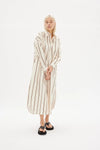 Chiara Shirt Dress Maxi White/ Coffee Stripes
