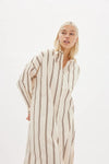 Chiara Shirt Dress Maxi White/ Coffee Stripes