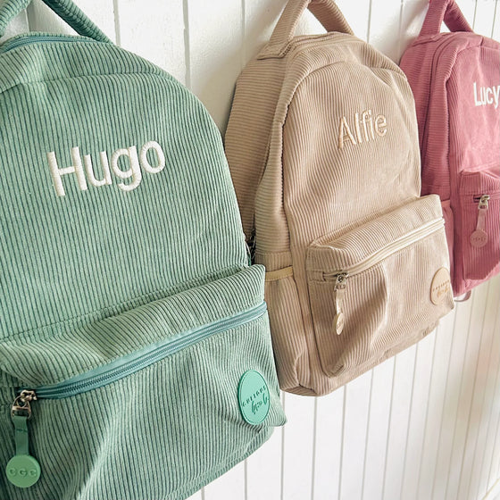 Green corduroy backpack sales