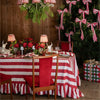 Rouge Ruffle Stripe Table Cloth