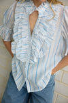 Leonie Blouse Sky Antique Stripe