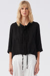 Linen Panel Hoodie Black