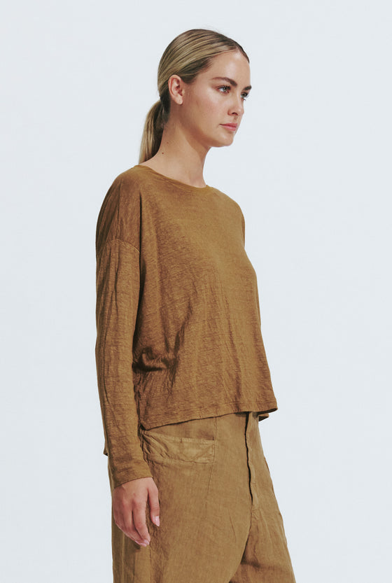 Linen Button Back Tee