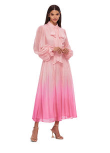  Cassie Tie Neck Midi Dress Ombre Pink