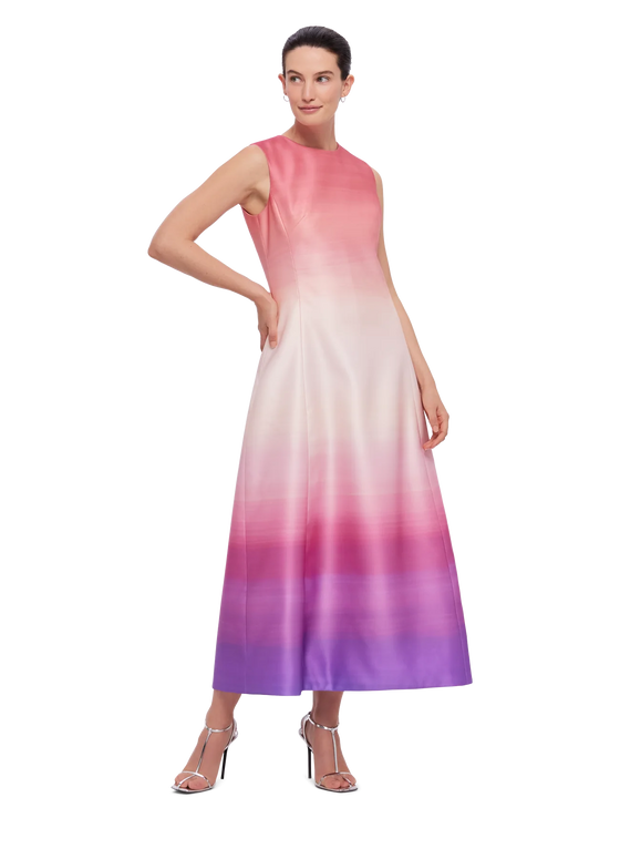 Cleo Sleeveless Midi Dress Ombre Coral