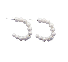  ELKE SILVER FRESHWATER PEARL HOOPS