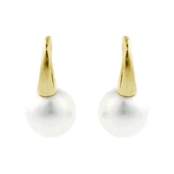 KARINA WHITE PEARL HOOK EARRINGS GOLD