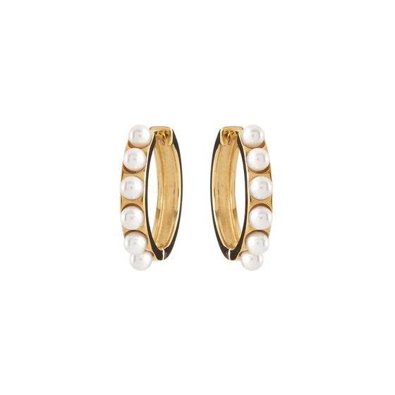 Gold Plate Seed Pearl Hoops