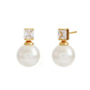 Bronte Gold Plate Clear & White Pearl Earrings