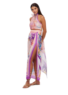  Estella Wrap Midi Skirt Neptune Print Coral