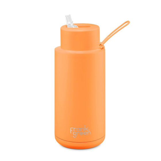 Ceramic Bottle - 34oz / 1,000ml Neon Orange