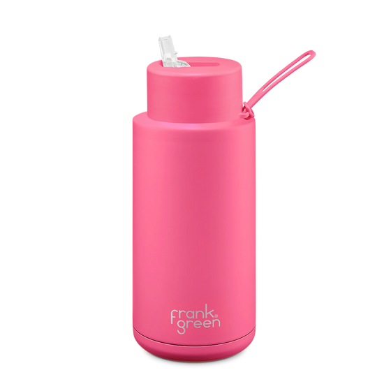 Ceramic Bottle - 34oz / 1,000ml Neon Pink