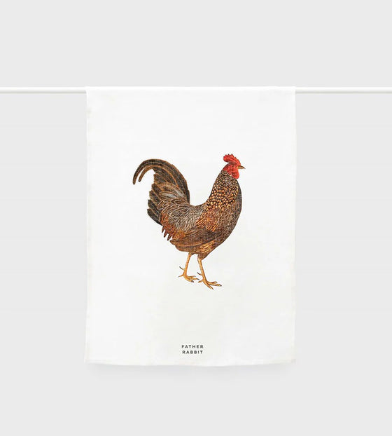 Father Rabbit Rooster Tea Towel