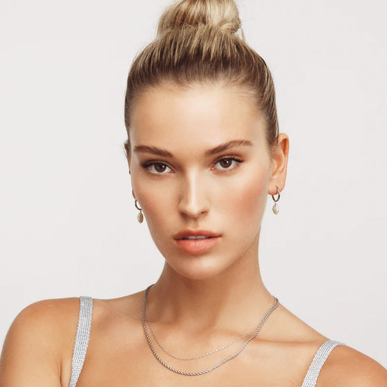 Mini Keshi Pearl Hoops - Silver