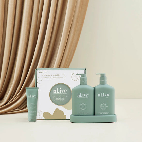 KAFFIR LIME & GREEN TEA WASH & LOTION DUO + HAND CREAM GIFT SET