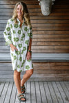 Poppy Flower Shirt dress Sweet pea