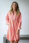 Harry Gingham Ruffle Dress Coral