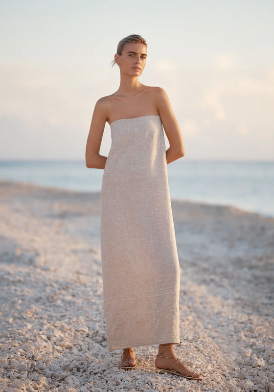 Kari Linen Strapless Dress