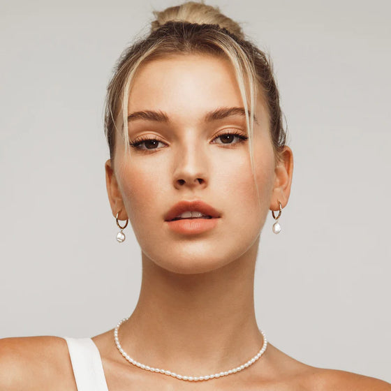 Mini Keshi Pearl Hoops - Gold