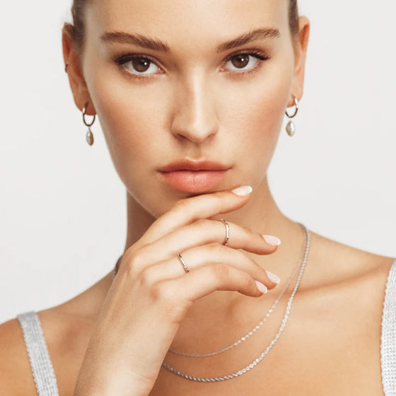 Mini Keshi Pearl Hoops - Silver