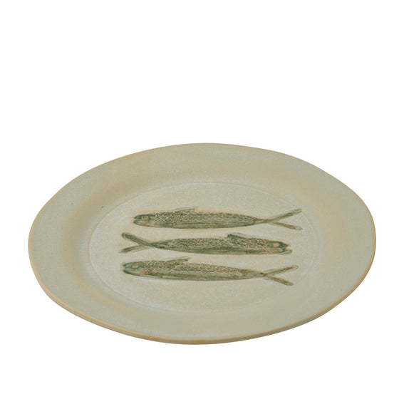 Riva Round Ceramic Plate Ivory/Green
