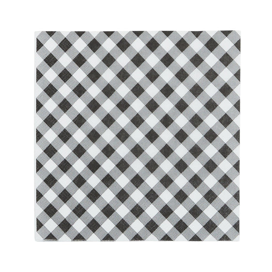 Gingham Black & White Napkin 20 pack