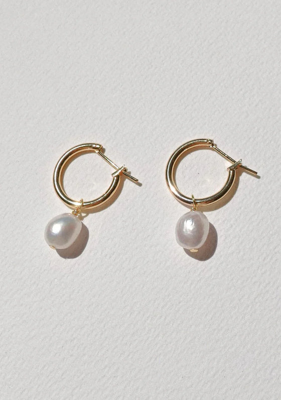Mini Keshi Pearl Hoops - Gold