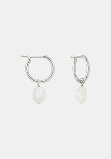  Mini Keshi Pearl Hoops - Silver