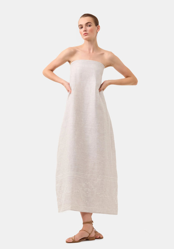 Kari Linen Strapless Dress