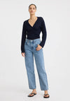 Micah Knit Wrap Top Navy