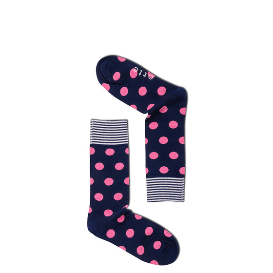 Navy and Pink Spots Socks
