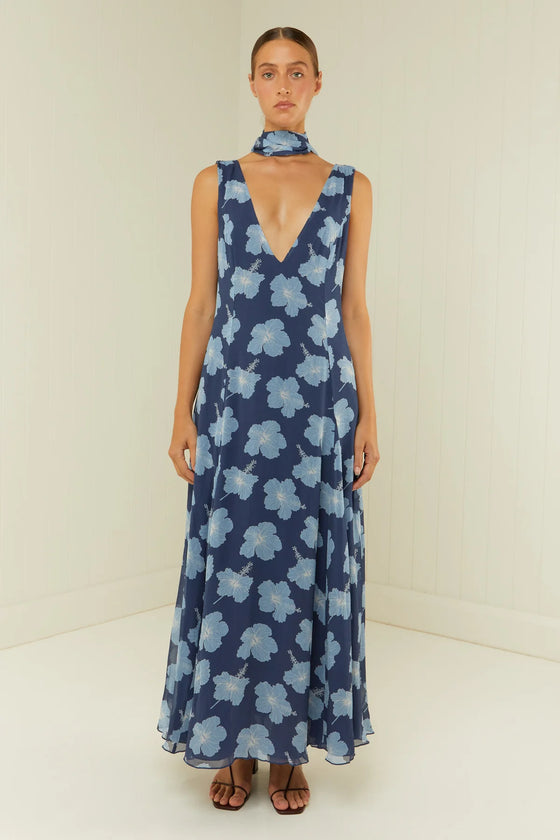 Viola Dress Blue Hibiscus