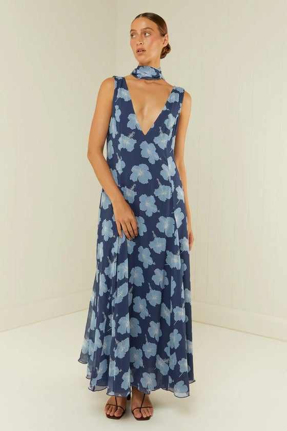 Viola Dress Blue Hibiscus