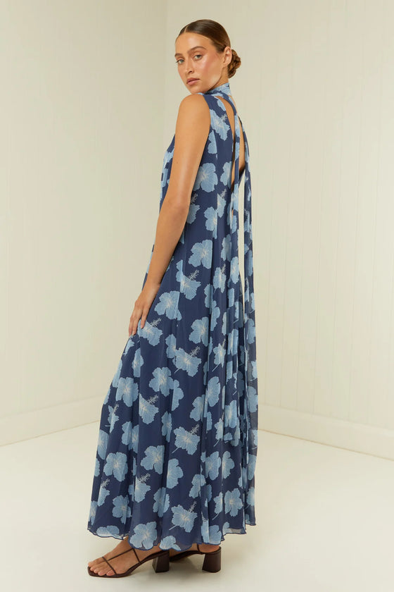 Viola Dress Blue Hibiscus