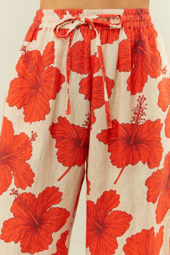 Hallie Pant Red Hibiscus