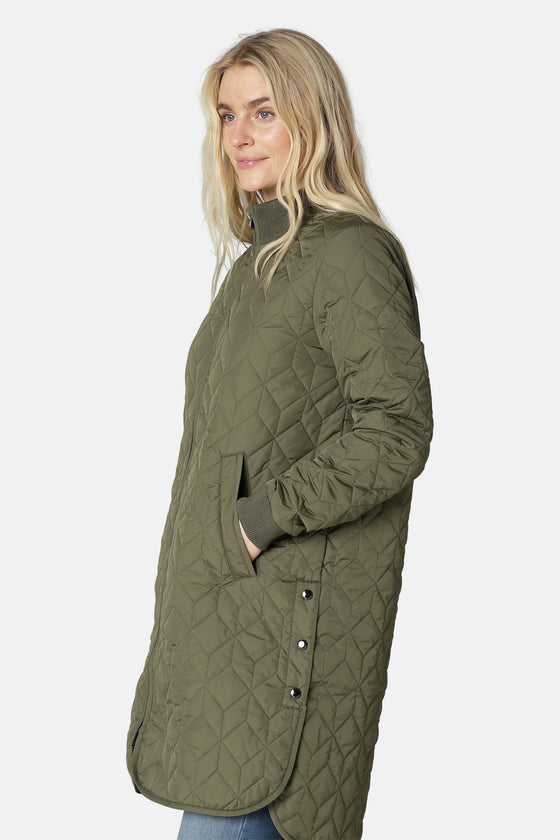 Long Quilt Coat Army