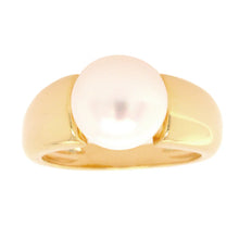  Yellow Gold & Whire Freshwater Pearl Ring