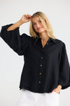 Alina Shirt Blk linen