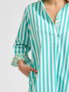 Claire Popover Shirt Dress Marine Stripe floral trim