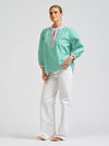Mary Shirt Green/Pink Stripe Combo