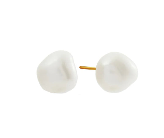 MILLA FRESHWATER BARQOUE PEARL STUDS GOLD