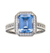 Blue Topaz CZ Rectangle Ring