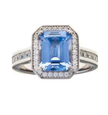  Blue Topaz CZ Rectangle Ring