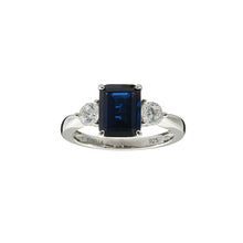  Blue Sapphire & Clear CZ ring