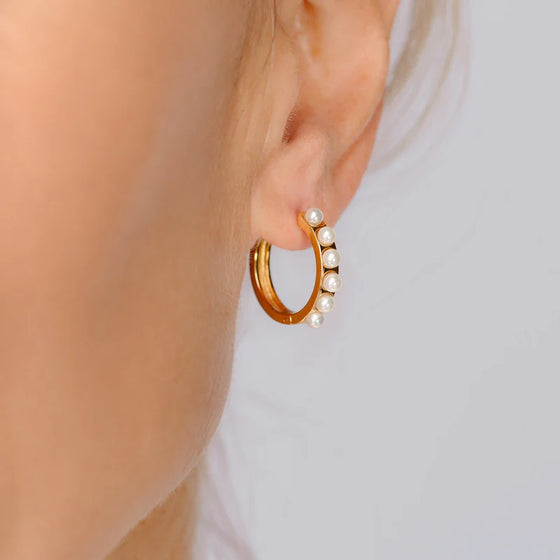 Gold Plate Seed Pearl Hoops